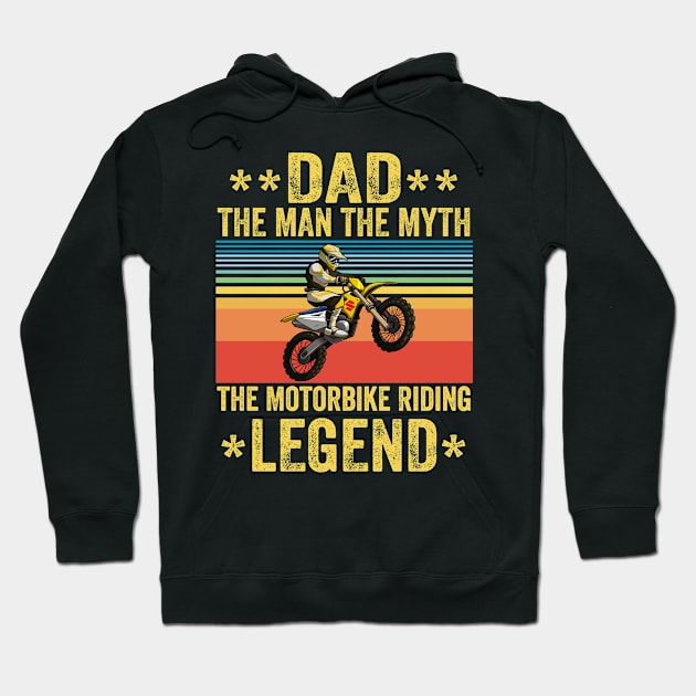 Vintage The Motorbike Riding Legend Funny Fathers Day Present for Dad, Papa Hoodie by Creative Design